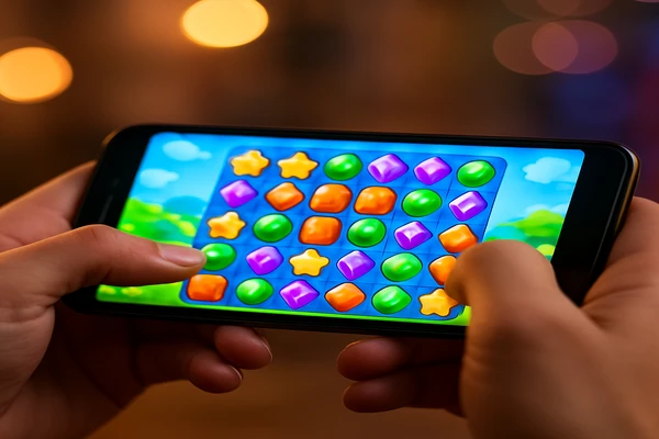 একজন ব্যবহারকারী স্মার্টফোনে সহজে অনলাইন গেম খেলছেন