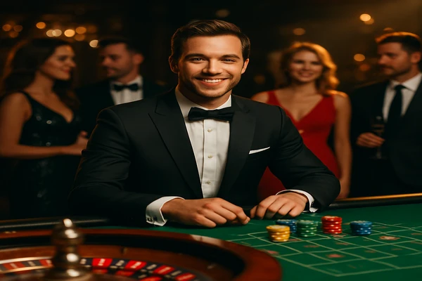 vc666 নিয়ন আলোয় সজ্জিত আধুনিক ক্যাসিনোর মাঝে নান্দনিক উপস্থাপনা